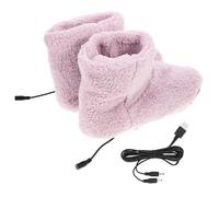 BAZEITFLOW USB Rechargeable Plush Foot Warmer Shoes for Women Soft Heated Slippers with Slip Sole for Home Office and Dormitory Use