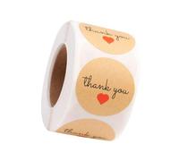 BAZEITFLOW Valentine’s Day Kraft Paper Wrapping Stickers Red Heart Pattern 500pcs Per Roll 2 Rolls Adhesive Decorative Tape for Packaging and Envelope Sealing