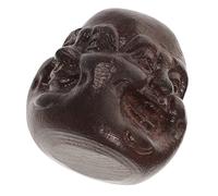 BAZEITFLOW Vietnamese Agarwood Four Faced Buddha Head Wood Ornament Hand Carved Craft Decorative Figurine for Home Office Desk Decor
