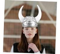 BAZEITFLOW Viking Bull Horn Hat Lightweight Medieval Helmet for Adults and Sturdy Plastic Devil Pirate Cap with Skull Pattern Comfortable Cosplay Accessory for Party Dress-up