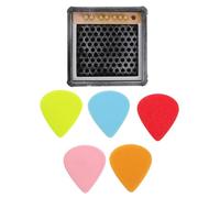 BAZEITFLOW Vintage 3D Printed Guitar Pick Holder Case Drawer Storage Box, Black Plectrum Organizer for Acoustic, Electric, Bass Guitars and Ukulele, Includes Picks and White Stitching