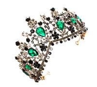 BAZEITFLOW Vintage Baroque Bride Crown with Green Rhinestones Lightweight Wedding Dress Accessory Tiara Headdress for Women Bridal Shower Engagement Party Proms Birthday Celebration