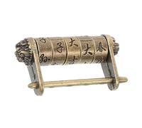 BAZEITFLOW Vintage Chinese Ancient Style Password Padlock Retro Combination Lock for Jewelry Cabinets Small Antique Decorative Lock with Traditional Characters
