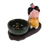 BAZEITFLOW Vintage Chinese Style Ceramic Incense Stick Holder Porcelain Burner with Artistic Maiden Design for Office Bedroom Yoga Aromatherapy Relaxation