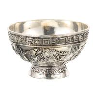 BAZEITFLOW Vintage Copper Offering Bowl with Dragon and Phoenix Pattern Sacred Water Container for Temple Worship and Religious Sacrifice Ethnic Decorative Chalice for Party Supply and