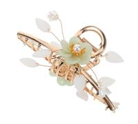 BAZEITFLOW Vintage Floral Hair Claw Clip with Pearl Accent Non Slip Japanese Ponytail Holder for Women and Elegant Summer Barrette Hair Accessory for Hanfu and Daily Styling