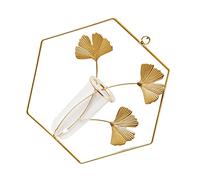 BAZEITFLOW Wall Mounted Hydroponic Plants Pot and Hexagonal Flower Vase Gold, Indoor Wall Decoration for Living Room and Dining, Water Culture Plant Container for Home Adornment