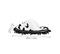 BAZEITFLOW Washable Mop Slippers with Removable Covers for Hardwood Tile Floors Cow Pattern Chenille Cleaning Shoes for Men Women Easy Floor Dusting Mopping Walking Slippers