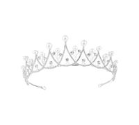 BAZEITFLOW Wedding Crown Pearl Headdress Bridal Rhinestone Headband Crystal Bride Tiara White Princess Hair Accessory for Brides and Special Occasions