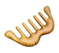 BAZEITFLOW Wide Tooth Green Sandalwood Massage Comb Anti-Static Scalp Scraping Tool with Acupoint Meridian Massage for Hair Care and Relaxation Portable Head Comb for Men and Women