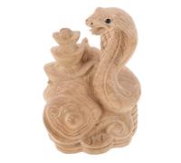 BAZEITFLOW Wood Carving Snake Ornaments Chinese Snake Statue Hand Painted Figure Feng Shui Decor for Year Decoration Home Office Tabletop Display