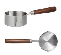 BAZEITFLOW Wood Handle Stainless Steel Mini Saucepan with Pouring Spout, 125Ml Small Sauce Pan for Precise Oil Pouring and Heating Sauces at Home