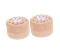 BAZEITFLOW Wooden Baby Tooth Storage Box with Fetal Hair Keeper Modern Minimalist Design for Kids Lost Teeth Keepsake 2pcs