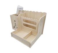 BAZEITFLOW Wooden Cage Bunny Feeder Holder with Water Bottle Stable Multi-functional Hay Rack for Rabbits Guinea Pigs Small Pets Easy to Install and Clean Natural Wood Material