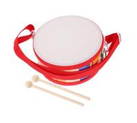 BAZEITFLOW Wooden Drum with Adjustable Strap and Drumsticks Hand Percussion Instrument for Cartoon Design Double-sided Drum Portable Educational for Boys and Music Learning