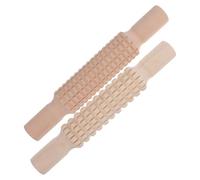 BAZEITFLOW Wooden Engraved Rolling Pins for DIY Baking and Pottery Creative Patterned Dough Rollers with Handle and Grid Texture Design Ideal for Clay and Dough Crafting