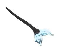 BAZEITFLOW Wooden Fish Tail Hair Sticks for Buns Black Ebony with Blue Resin Inlay Chinese Retro Hairpin for Women with Long Hair Handcrafted Ancient Style