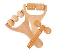 BAZEITFLOW Wooden Massage Roller Set 3pcs - Deep Tissue Foot, Neck, and Shoulder Muscle Roller for Relief and Relaxation, Natural Wood Therapy Tool for Legs and Face Massage