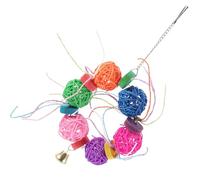 BAZEITFLOW Wooden Parrot Chewing for Birds, Colorful Hanging Bird Chew with Rattan Ball for Cage Play and Beak Grinding, Suitable for Parakeets and Budgies