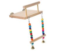 BAZEITFLOW Wooden Parrot Perch Stand with Swing Bird for Caged Birds for Training Resting and Chewing Stable Design
