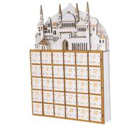 BAZEITFLOW Wooden Ramadan Countdown Calendar with LED Lighted Eid Tabletop Organizer Elegant Islamic Home Decoration for Muslim Festival Celebration