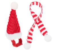 BAZEITFLOW Xmas Small Pet Costume Hat and Scarf Breathable Lightweight Winter Warm Accessory for Rabbits Hamsters Puppies Parrots Stitching Festive Red Knit Design for Holiday Photo and Party