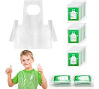 Bazen 100 Pieces Disposable Aprons for Kids Plastic Smocks Clear kids Apron for Toddler Waterproof Oil Proof Art Children Apron for Painting Cooking Eating Teaching Picnic DIY Craft