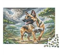 Bazenji Recycled Paper German Shepherd Walking in Cloudy Sky Jigsaw Puzzle Decorative Gift for Kids 70x50cm/1000pcs