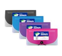 BAZIC 13 Pockets Dividers, Check Size Poly Expanding File, Holder Files Wallet Plastic Envelope Folders, Elastic Band Closure, Office Home Organize - Assorted Color, 24-Pack