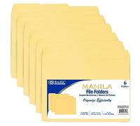 BAZIC Manila File Folder 1/3 Cut Letter Size, Left Right Center Tabs Positions, for Organizing Filing Document Storage, Total 6-Count