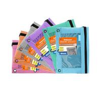 BAZIC Pencil Pouch 3 Ring Binder Pouch w/Rivet Enforced Rings Holes, Pastel Color Mesh Window Zipper Pouchesr, 6-Pack