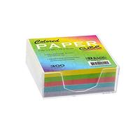 BAZIC Products Color Paper Cube with Durable Tray, Assorted Color Mini Memo Papers & Notepad Reminders for Home, School, Office Use, 3" x 3" 300 Count/Pack, 1-Pack