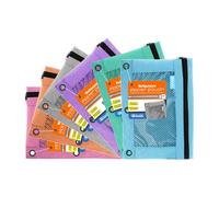 BAZIC PRODUCTS Pencil Pouch 3 Ring Binder Pouch w/Rivet Enforced Rings Holes, Pastel Color Mesh Window Zipper Pouchesr, 6-Pack