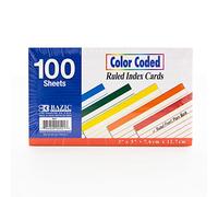 BAZIC Ruled Color Coded Index Card 3" X 5", Ruled Lined Card for Learning Memory Reminder, 100 Count
