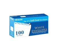 BAZIC Self Seal White Envelope 3 5/8" x 6 1/2" #6, No Window Mailing Envelopes, Peel & Seal Mailer for Business Invoice Check (100/Pack), 1-Pack