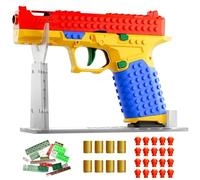 BAZIL BAZOS Building Block Toy Gun Set, Multicolor, DIY Tactical Handle, Outdoor Team Activities, Includes Display Stand and Ammunition