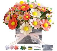 BAZIMA DIY Felt Flower Art Craft Kit,DIY Daisy Bouquet Kit, Floral Gifts,Beginner Craft Kit,Arrange Pre-Cut Felt Flowers and Foliage (Colorful)