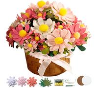 BAZIMA DIY Felt Flower Art Craft Kit, DIY Daisy Pot Bonsai Kit, 33 Daisies,Floral Gifts,Beginner Craft Kit,Arrange Pre-Cut Felt Flowers and Foliage