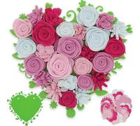 BAZIMA Felt Flowers and Succulents Kit, DIY Heart Wreaths Kit, Arrange Pre-Cut 24 Felt Flowers and Succulents (Cordate)