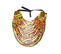 BAZINRICHE African Women's Handmade Necklaces Ankara Kente Wax Necklace Multi Strand Collar, L, Cotton, No Gemstone