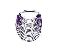 BAZINRICHE African Women's Handmade Necklaces Ankara Kente Wax Necklace Multi Strand Collar, L, Cotton, No Gemstone