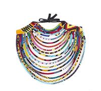 BAZINRICHE Handmade Ankara Kente Necklace for Women - Long African Multi-Strand Waxed Necklace, X-Large, Cotton, No gem