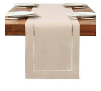BAZIOE Linen Table Runner - Beige, Modern, Washable - 13x72Inches - Kitchen & Dining Table Decoration, Restaurant, Party