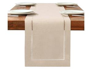 BAZIOE Linen Table Runner - Beige, Modern, Washable - 13x72Inches - Kitchen & Dining Table Decoration, Restaurant, Party