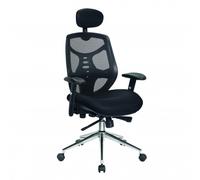 Bazley High Back Mesh Synchronous Executive Armchair with Adjustable Headrest and Chrome Base Black