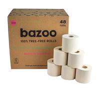 Bazoo Luxury Bamboo Unbleached Toilet Tissue Paper - Plastic Free, Eco Friendly, Septic Safe, Biodegradeable Bath Tissue with Soft, Quick Dissolving 3 Ply Sheets - Double-Length Bamboo Toilet Rolls