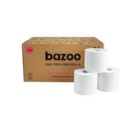 Bazoo Luxury Bamboo Unwrapped Toilet Tissue Paper - Plastic Free, Eco Friendly, Septic Safe, Biodegradeable Bath Tissue with Soft, Quick Dissolving 3 Ply Sheets - Double-Length Bamboo Toilet Rolls