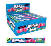 Bazooka Chewz Bar (Pack of 60) Sour Cherry Chewy Sweets, Perfect for Party Bags, 14g per Bar - Halal Sour Candy