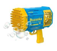 Bazooka LED Bubble Gun, 69 Outputs, Blue and Yellow, Rechargeable Battery, Multi-Color Light Effects, for Kids, Outdoor Games