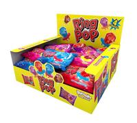 Bazooka Ring Pop Lollipops (Pack of 24 Lollipop Sweets Bulk) Wearable Lollies, Fun Sweets for Party Bags, 5 Tasty Flavours - Halal Candy